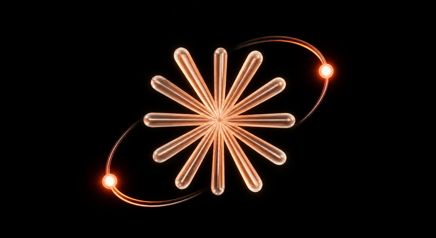 Glass Claude symbol in warm orange light