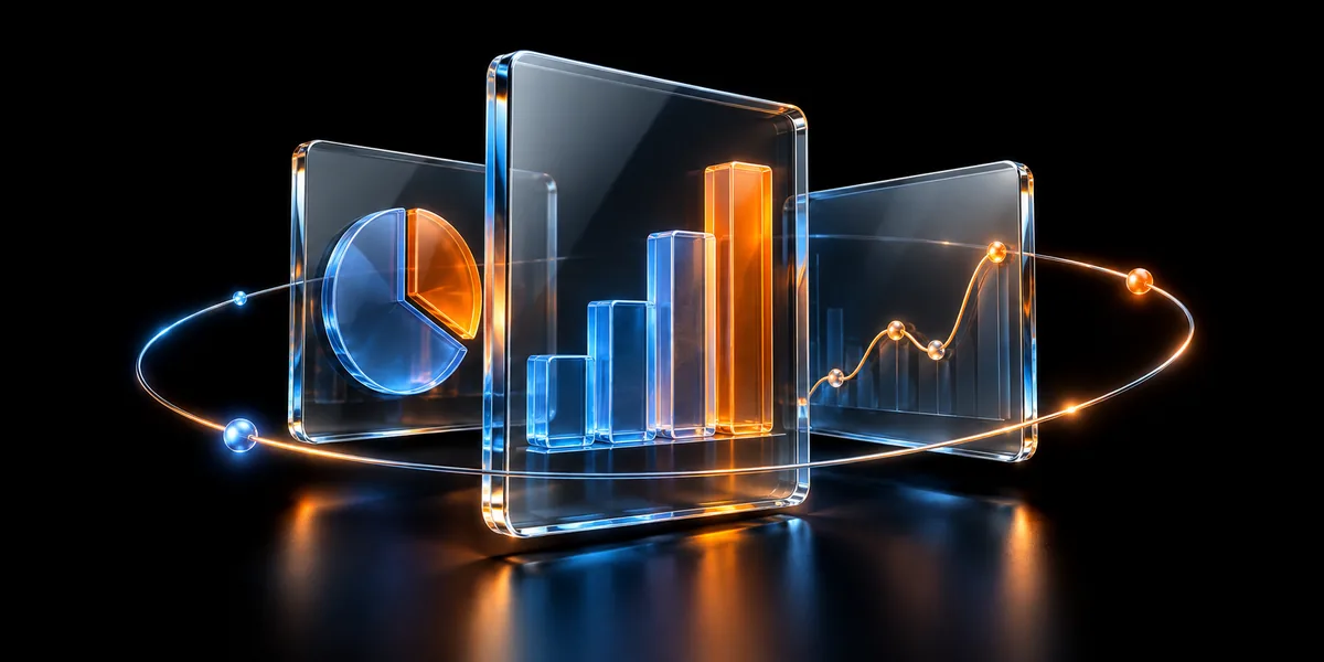 Glass presentation panels with chart shapes